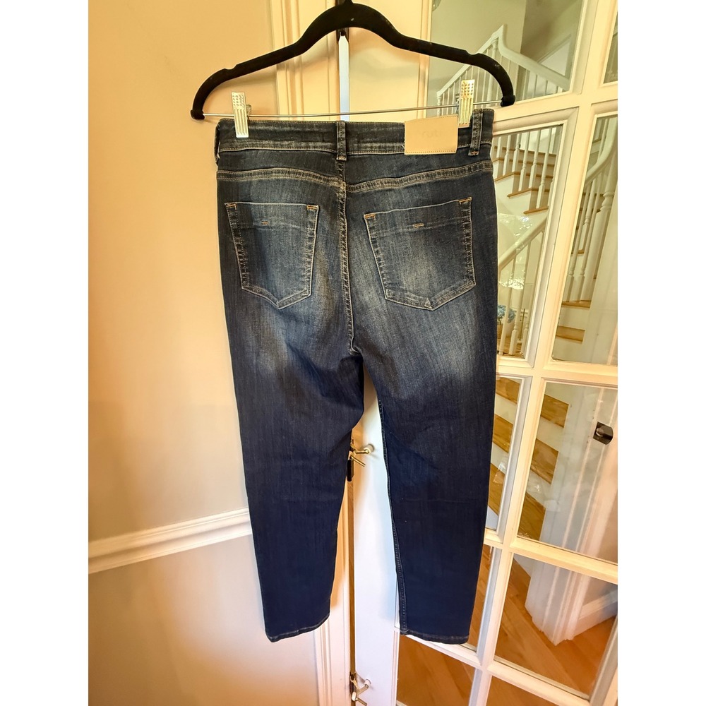 Ruti Women Dark Wash Slim Fit Tapered Denim Jeans Size 1 Blue Designer Pants - Picture 3 of 4